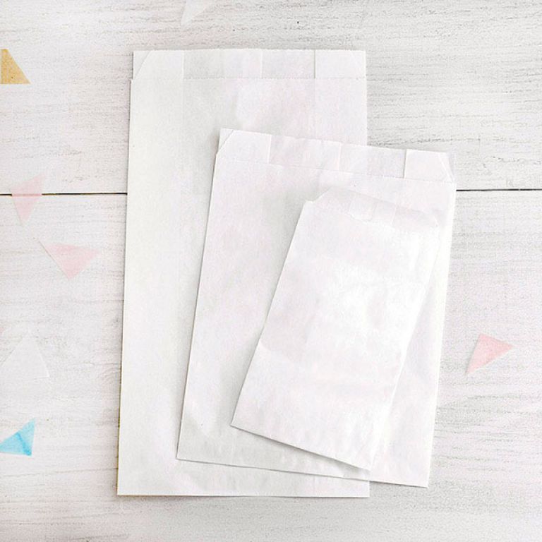 Bolsas de papel blancas (disponibles en 6 tamaños)